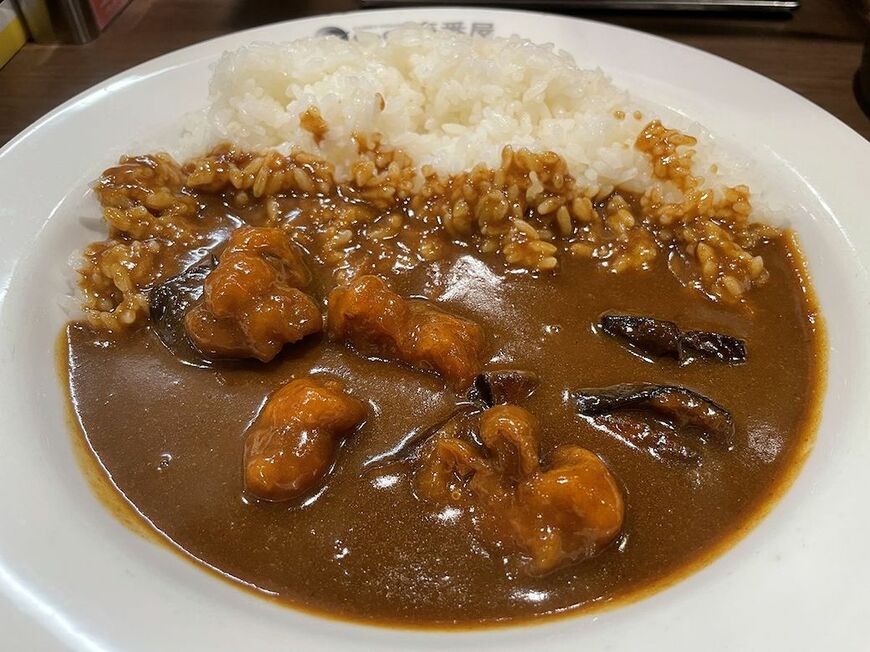 JR秋葉原駅昭和通り口店で食べた、秋葉原まかないカレー（税込750円）。メニューにこのカレーがない場合は店員さんに直接伝えるとよい（筆者撮影）
