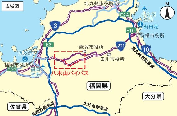 八木山バイパスの広域図（NEXCO西日本事業資料より）