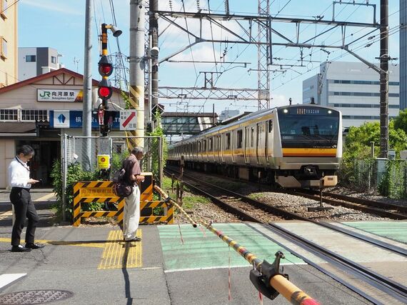 南武線 向河原駅 踏切