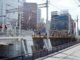 線路の切り替え工事は新大阪側でも行われた（記者撮影）