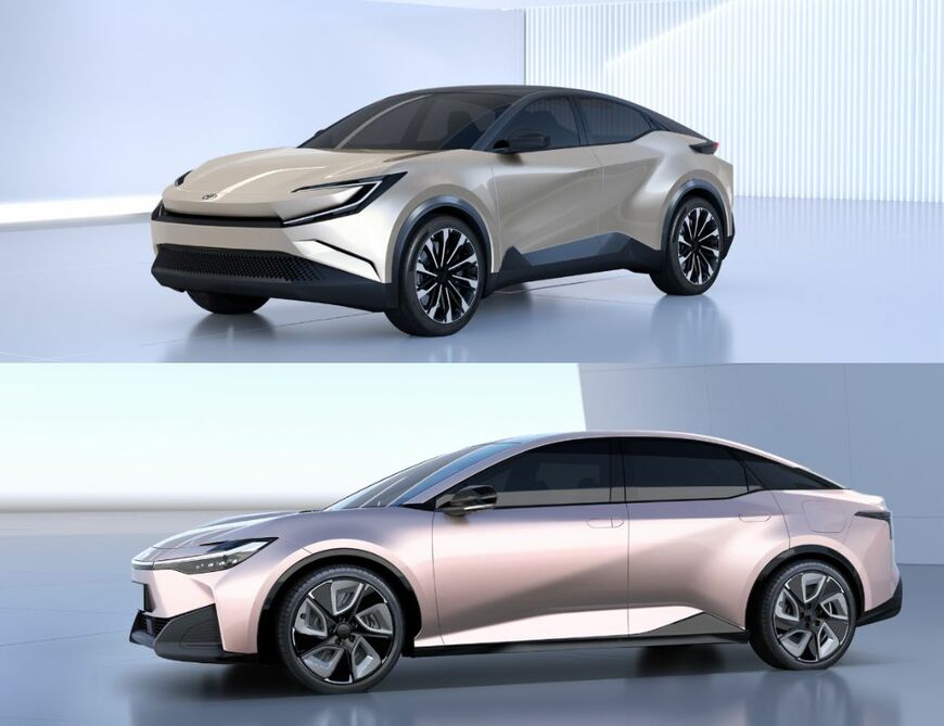 「bZコンパクトSUV」（上）と「bZ SDN」（写真：トヨタグローバルニュースルーム）