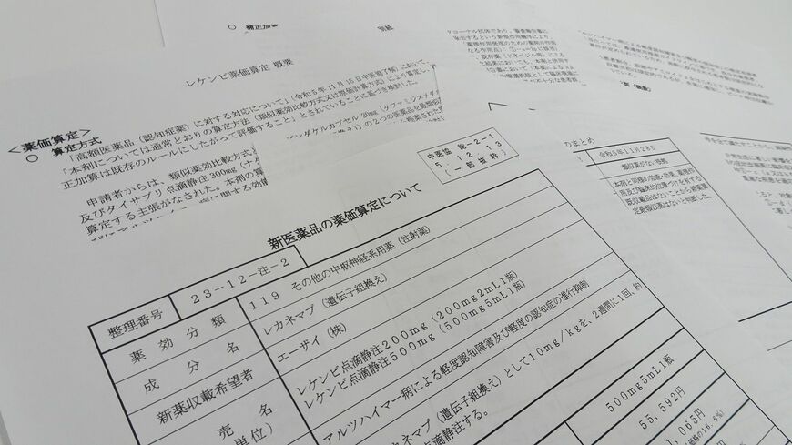 レケンビの薬価算定に関する中医協の資料