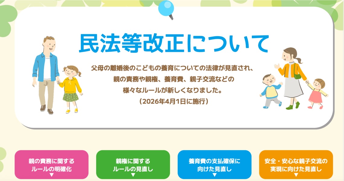 子ども家庭庁のサイトには、民法改正による新しいルールがわかりやすくまとめられている（画像：子ども家庭庁HP）