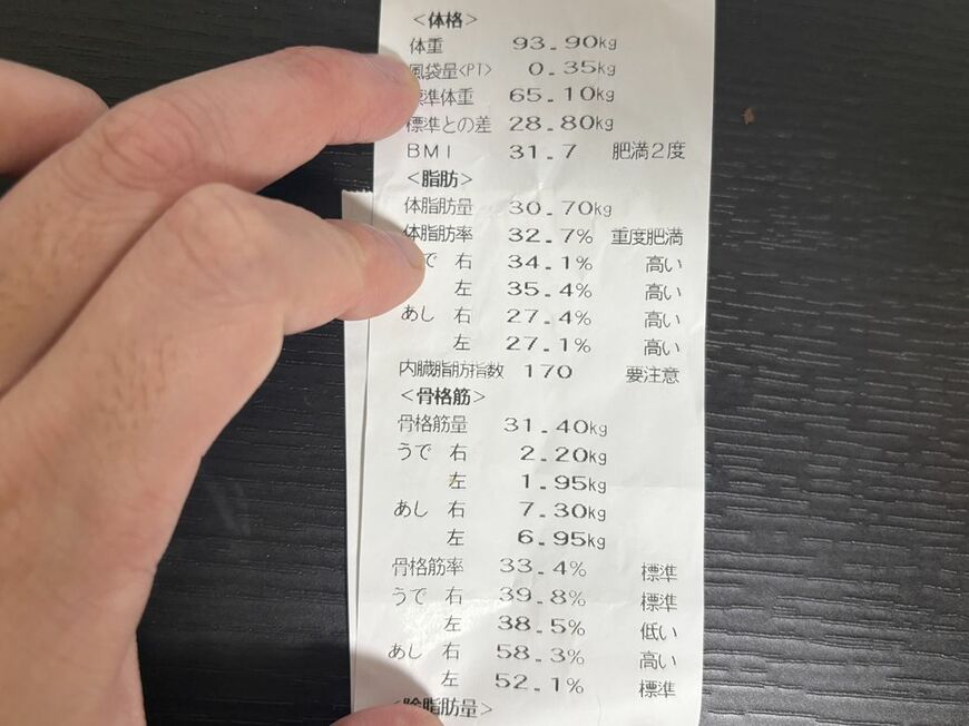 内臓脂肪もまだ「要注意」ではあるものの、数値は10下がった（写真：筆者撮影）