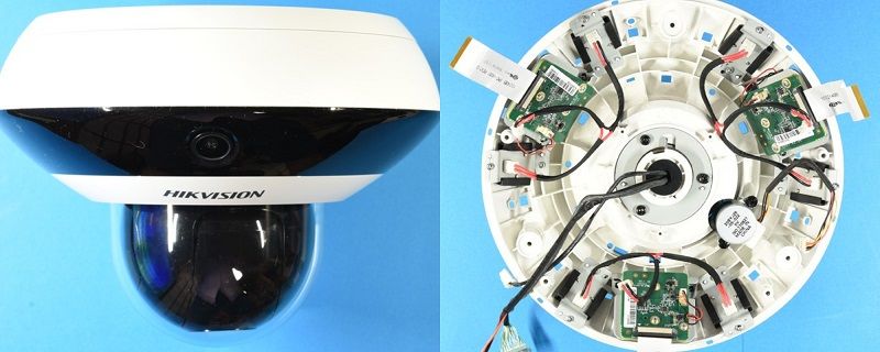 ハイクビジョン製の監視カメラ。内部を分解して調査したところ、日本企業の部品が相次いで見つかったという（写真：日本ウイグル協会）