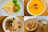 料理投稿サイトにアップした料理の写真。「見切り品のもやしを3、4袋買ってきて、いくつも違うメニュを作ることこともできます。コツは調味料の種類を多めにそろえておくことでしょうか」と語る。見栄えも栄養バランスも節約レシピとは思えない（写真：アヤさん提供）