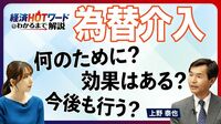 為替介入は何のために行う？／実施の効果はある？／今後も介入を行う？／どんな種類がある？／そもそも為替介入って何？／「経済HOTワードわかるまで解説」