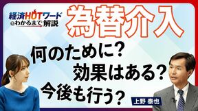 為替介入は何のために行う？／実施の効果はある？／今後も介入を行う？／どんな種類がある？／そもそも為替介入って何？／「経済HOTワードわかるまで解説」