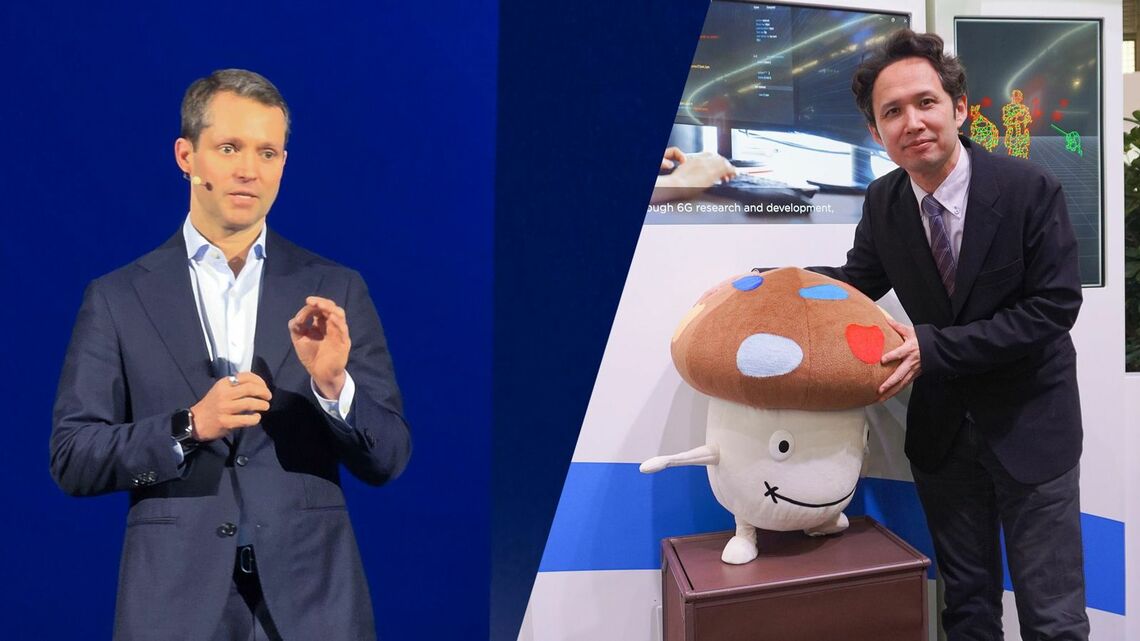 NokiaのJustin Hotard CEO（左）とNTTドコモ6Gテック部の永田聡担当部長（右）（写真：筆者撮影）