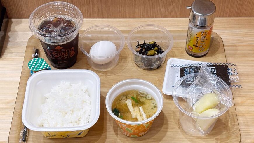 すき家セルフサービス店の朝食メニュー（筆者撮影）