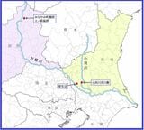 野焼きが連鎖的に始まった利根川水系の3カ所（地理院タイルと国土数値情報を使用し、ごん屋が作成）