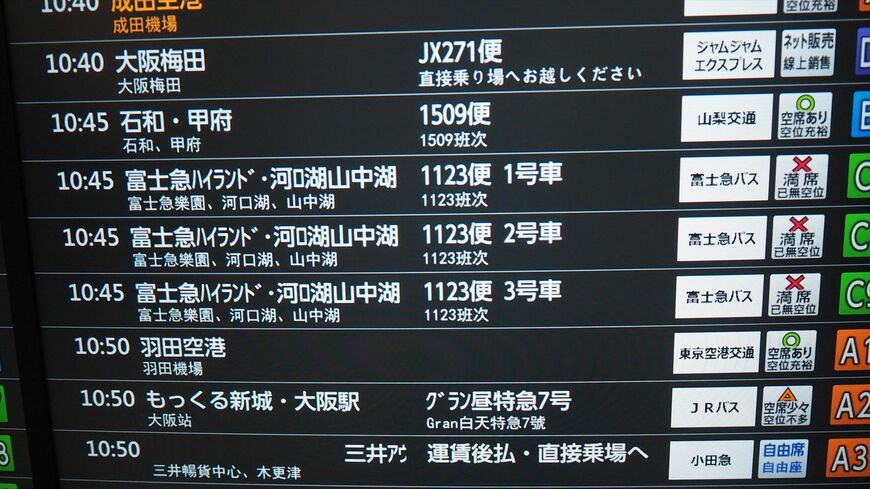 河口湖方面は3号車まで出しても満席（筆者撮影）
