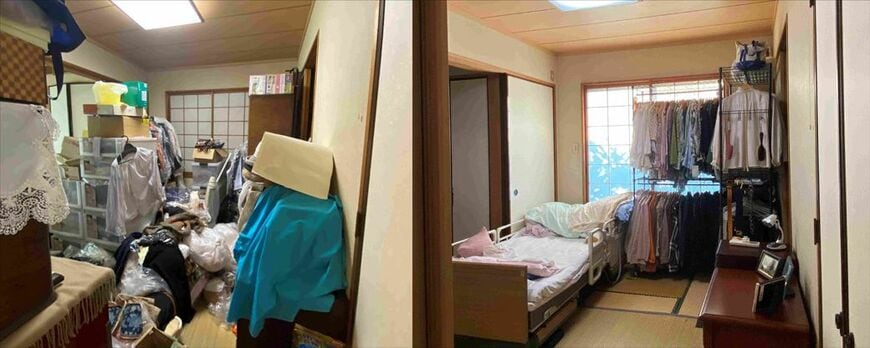 左：冒頭に掲載した片づけ前の写真。かなりのモノの量だ。右：片づけ後の写真。キレイに整理され、窓も開けられるようになった（写真：一般社団法人ホーム＆ライフ協会提供）
