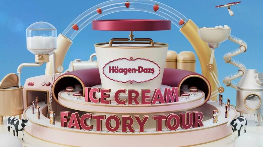 ハーゲンダッツが公開した、バーチャルの生産ライン映像（写真：週刊女性PRIME編集部）