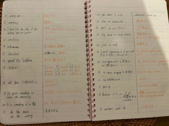 英語の学習ノート（写真：岡田さん提供）
