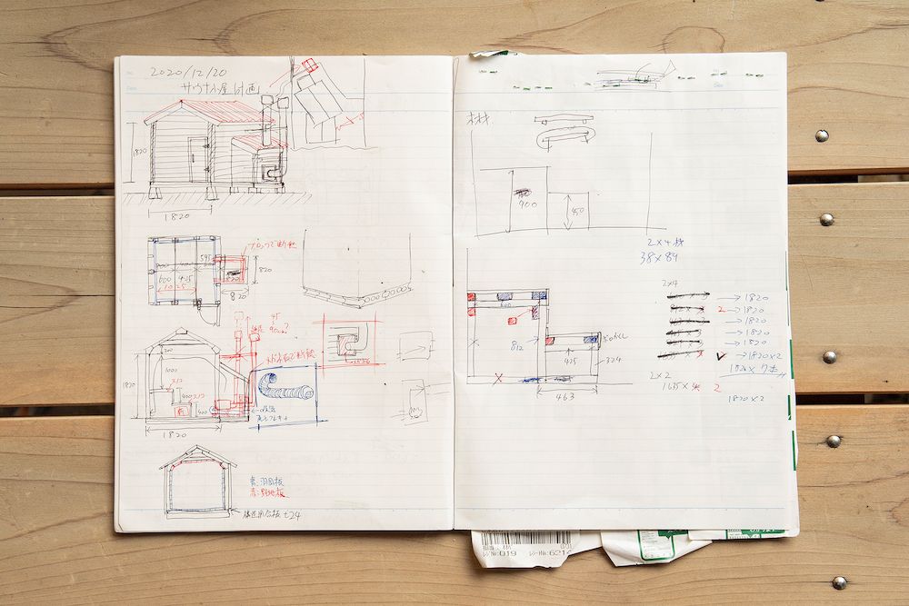 （写真：Hさんの小屋の計画ノート（写真：『小屋の時間』）