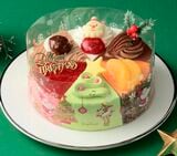 6つのクリスマスアソート（直径15cm、3500円）。苺ショート、チョコレートケーキ、オレンジショコラ、抹茶のシフォン、苺のミルクレープ、栗のショートケーキの詰め合わせ（写真：銀座コージーコーナー）