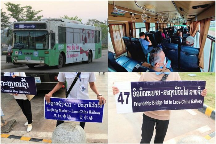 ヴィエンチャン駅のアクセスは3方向へ。車両は日本のOD