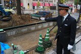 心斎橋駅地上のレンガ積みの跡