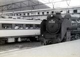 米原駅に停車する「白鳥」（奥）とD51形＝1961年（写真：大塚康生）