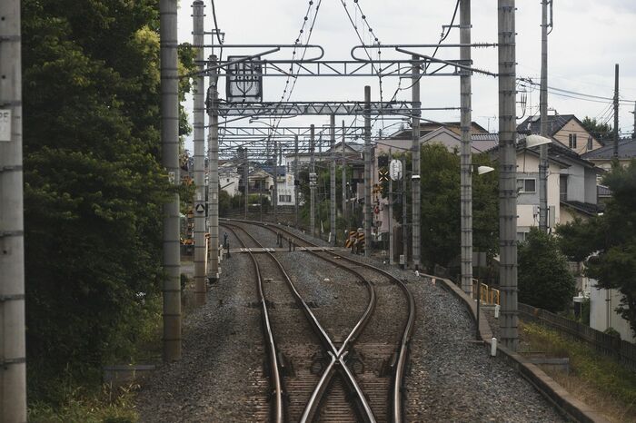 南桜井駅の少し手前、単線から“複線”への分かれ目だ