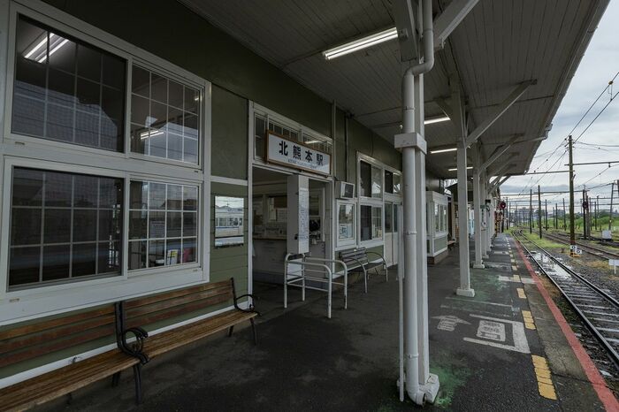 北熊本駅のホーム。最近は外国人観光客に人気という