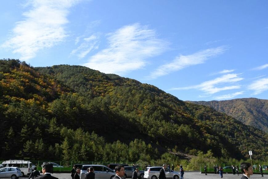 2016年11月1日、リニア安全祈願・起工式当日の大鹿村（記者撮影）