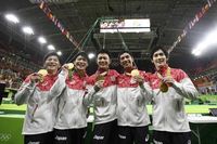 体操男子団体､日本がアテネ大会以来の金