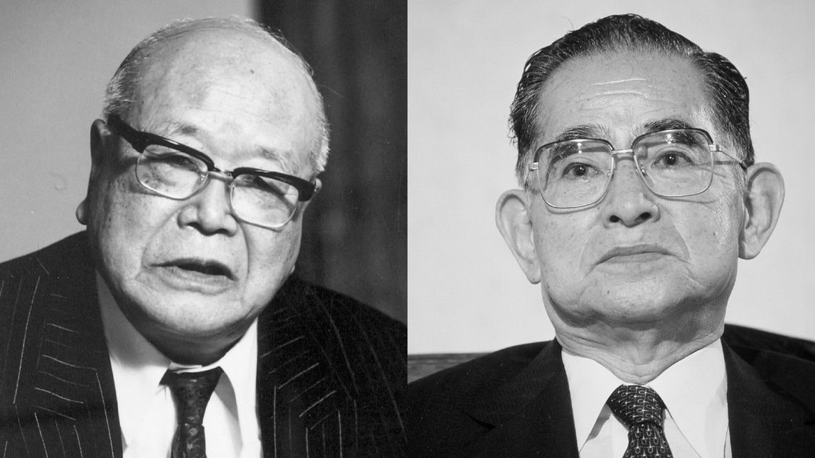 吉野俊彦氏（左）と下村治氏 