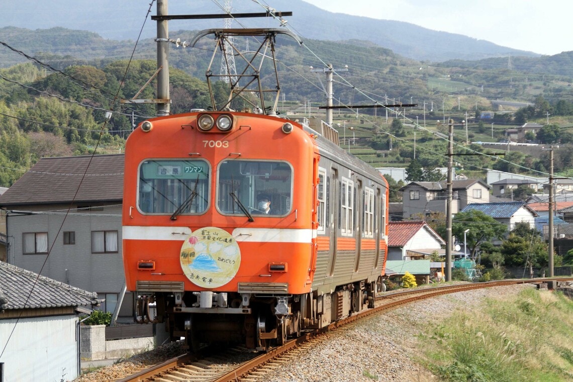 岳南鉄道7000系は1両で走る（筆者撮影）