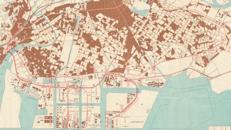 昭和42年[横浜市区分地図 神奈川区]横浜市電部分廃止/貨物線