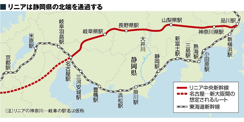 リニア中央新幹線のルート図（東洋経済作成）