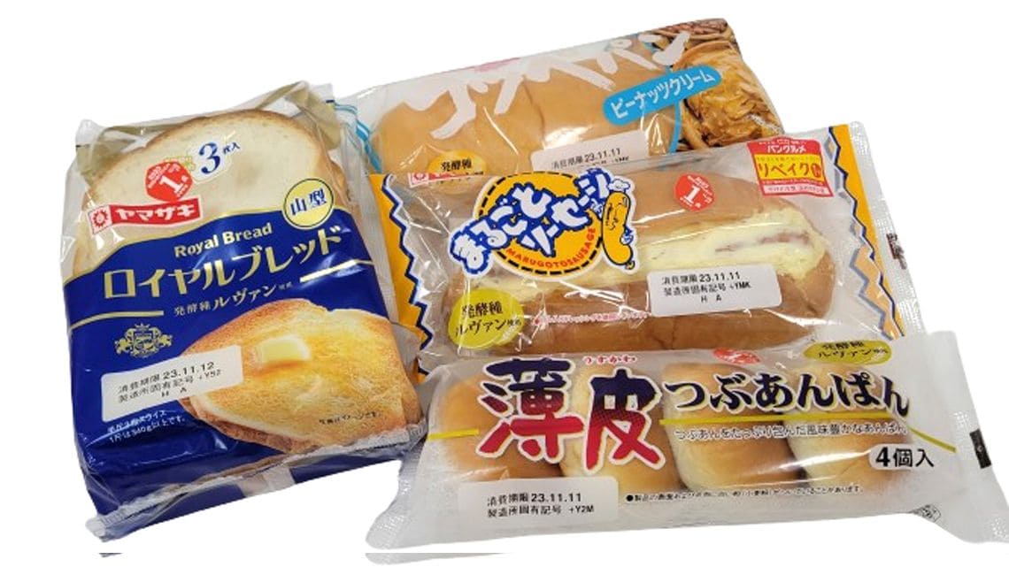 山崎製パンの食パンと菓子パン