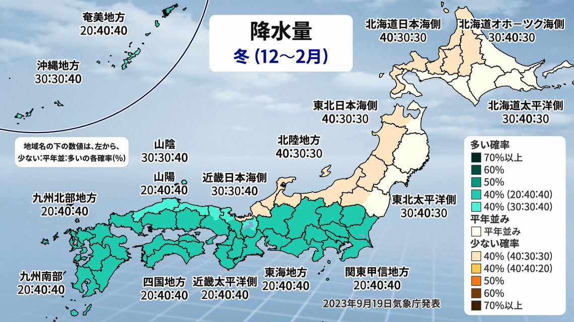 寒候期予報（降水量）（出典：weathermap）