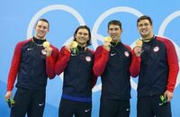 男子競泳リレーは米が五輪新で金､日本5位 英国が銀メダル､オーストラリアが銅メダル