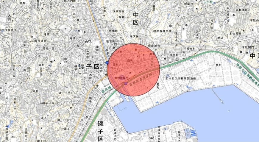 今回歩いた場所（国土地理院 電子国土Webから筆者作成） 