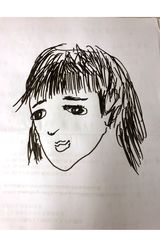 インタビューのために描き下ろしてくれた最近の妻の顔（写真：週刊女性PRIME）