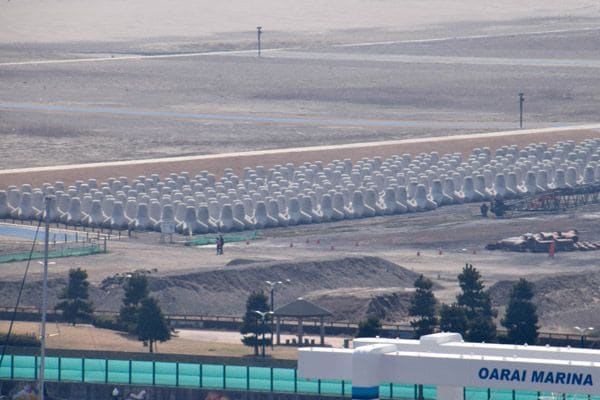 大量のブロックが並ぶ光景に見とれる（記者撮影）