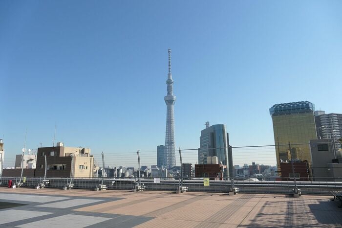 屋上には開放的な広いスペースがある