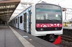 伊豆急下田方の先頭車。山側は青いデザインだ