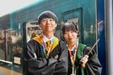 「バック・トゥ・ホグワーツ」特別イベント。列車をバックに（記者撮影）