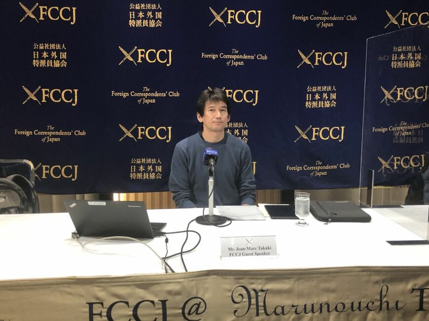 日本外国特派員協会で会見したジョンさん（筆者撮影）