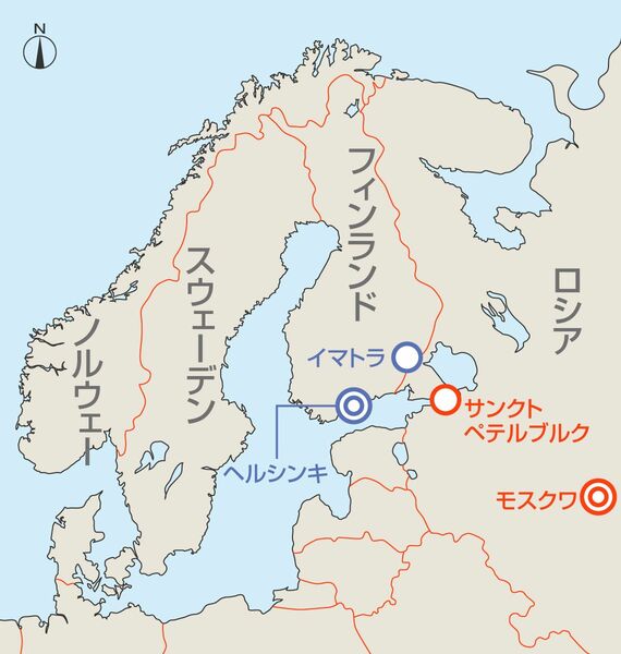 ロシア・フィンランド国境の地図