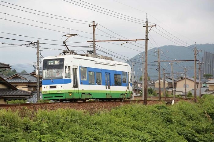 名鉄から移籍した低床車の800形。