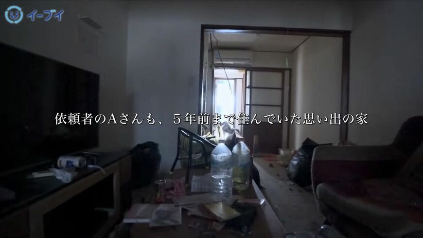 家主の60代女性は数年前に猫を置いて出ていったという（「（画像：「イーブイ片付けチャンネル」より」）