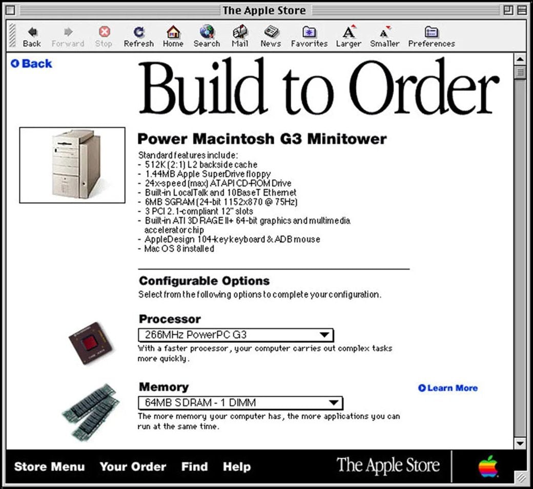 オンライン直販のApple Storeを開設しBTO（構成カスタマイズ販売）を用意した