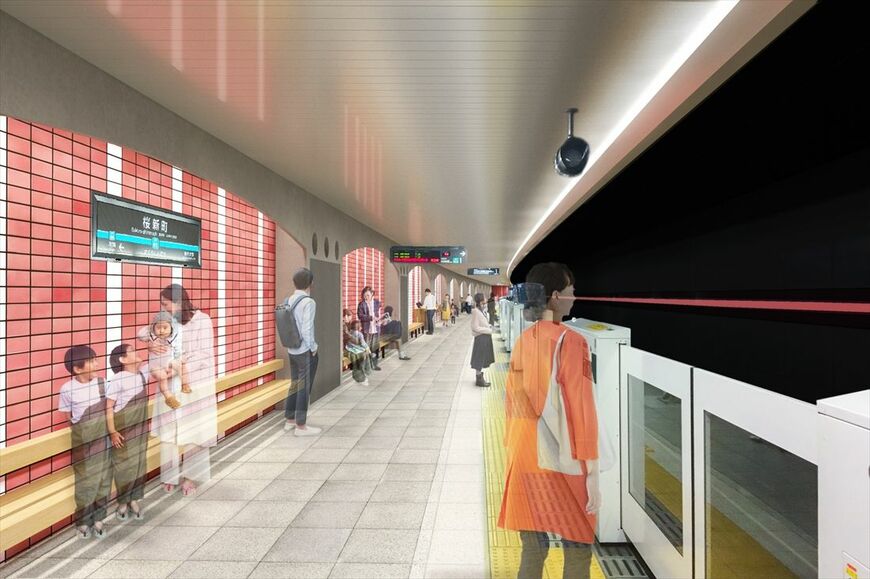 桜新町駅ホームのリニューアルイメージ（画像提供：東急電鉄）