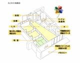 ディラー棟の間取り。リビングダイニングの三角形の空間が斬新（図：岐阜県庁ホームページより引用）