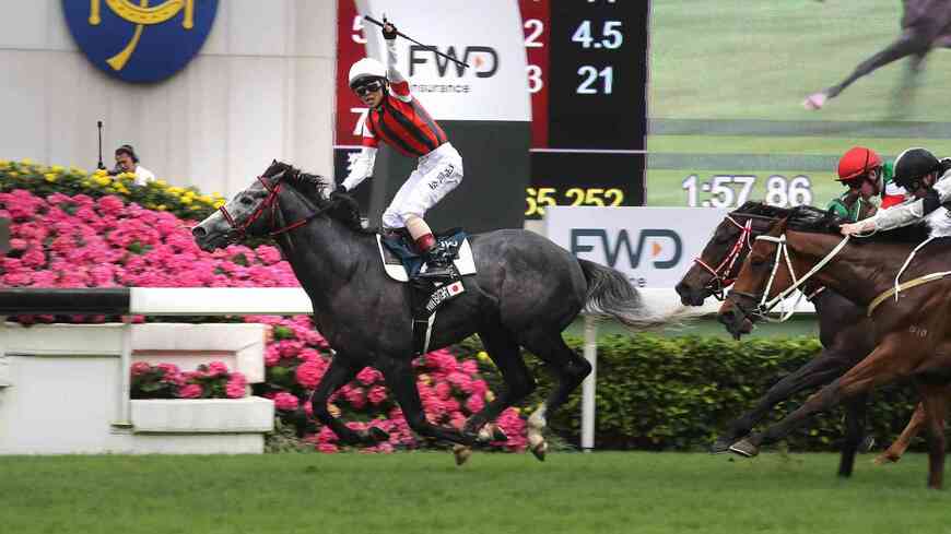 2019年12月の香港カップで優勝した松岡正海騎手とお手馬ウインブライト（写真：HKJC）