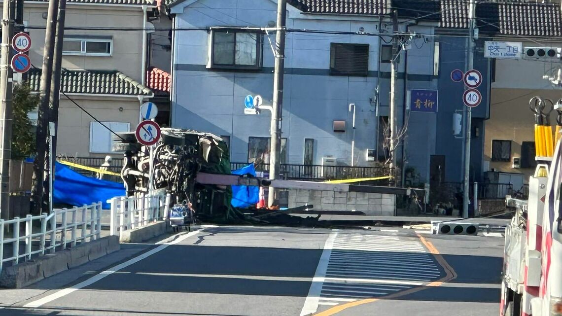 八潮市中央一丁目交差点・陥没事故現場